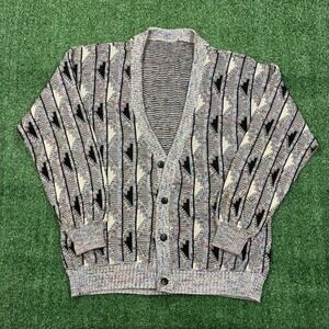 Vintage 90s Geometric Knit Cardigan Sweater